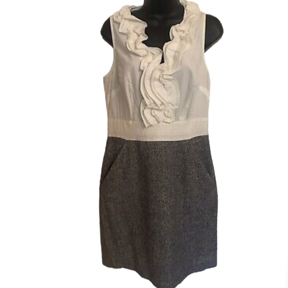 LOFT off white colorblock sleeveless dress